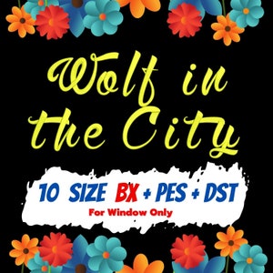Wolf in the city embroidery fonts,PES,BX file,Script font,Calligraphy font,embroidery designs,machine embroidery,machine embroidery designs