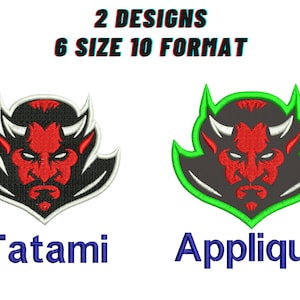 Devil embroidery designs, Cartoon machine embroidery files,Mascot Logo digital embroidery D002