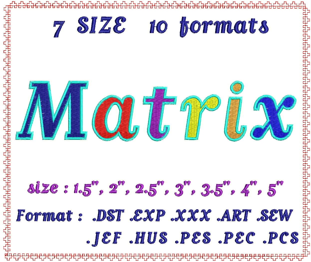 Matrix 2 color(Fill+Satin) Embroidery Fonts Machine Embroidery Designs Monogram Alphabet Letters Digital Font Download Instant Download