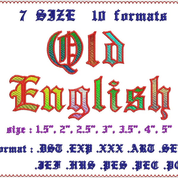 Old English 3 color(Fill+Satin) Embroidery Fonts Machine Embroidery Designs Monogram Alphabet Letters Digital Font Download Instant Download