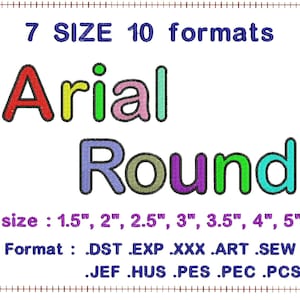 Arial Round 2 color(Fill+Satin) Embroidery Fonts Machine Embroidery Designs Monogram Alphabet Letters Digital Font Download Instant Download