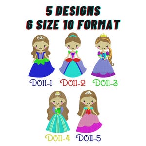 Kid's Lovely Sweet Magical Princess Embroidery Design,Digital File, Embroidery Pattern, Cartoon machine embroidery files D011