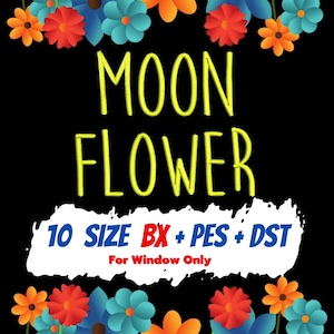 Moon Flower embroidery fonts,PES,DST,BX file,Handwritten font,Script font,embroidery designs,machine embroidery designs