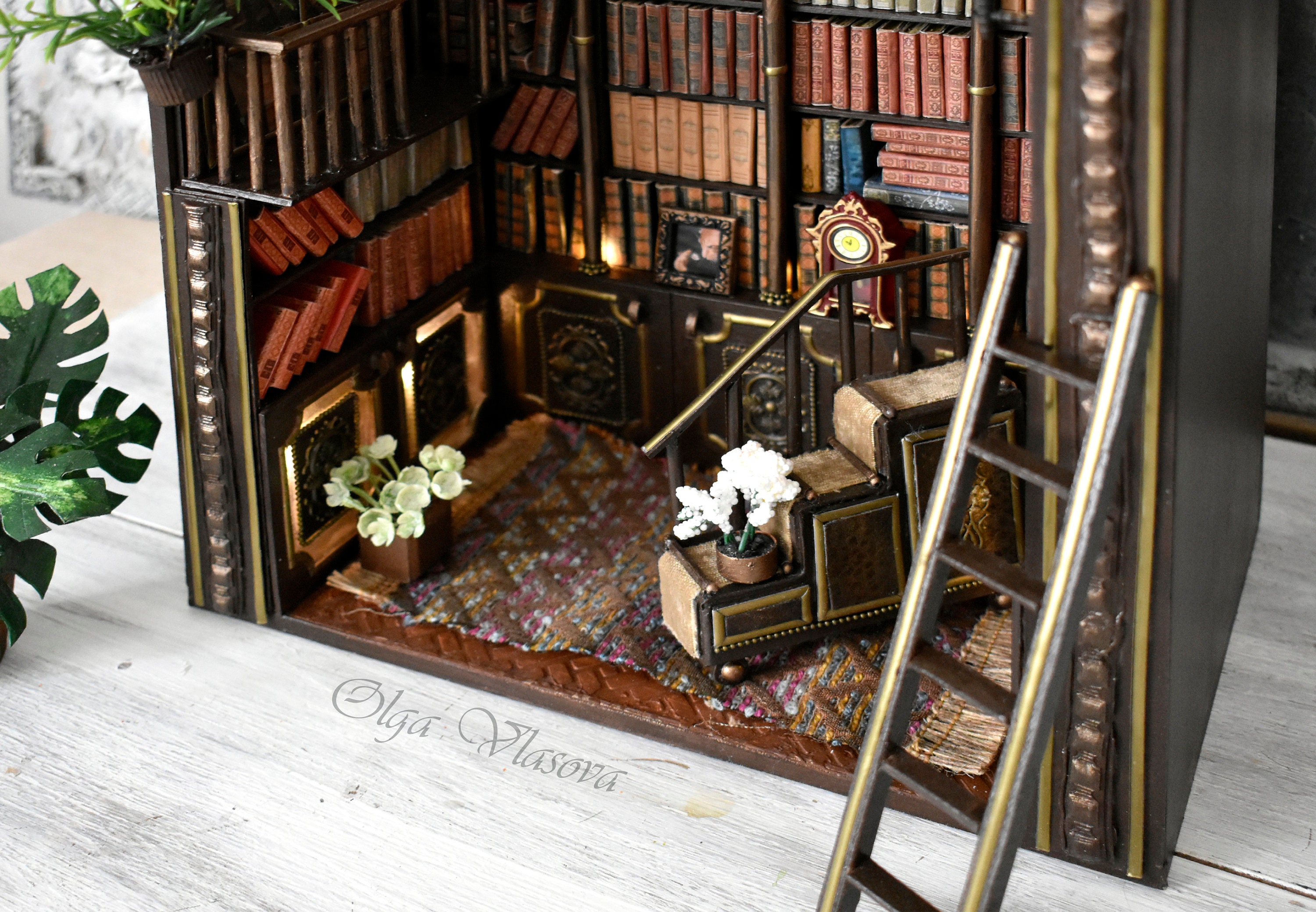 Miniature library on bookshelf in the living room Miniature Etsy
