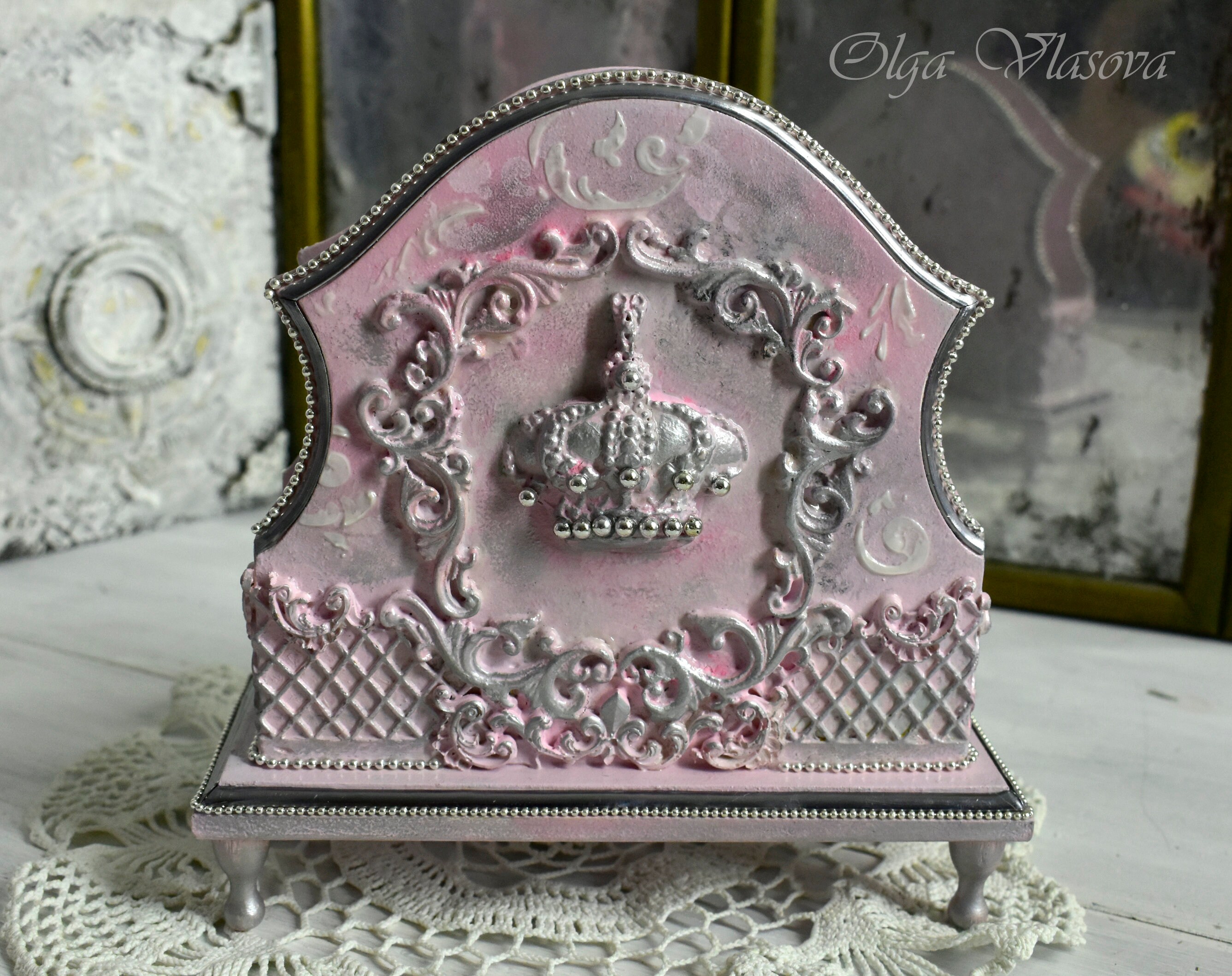 Napkin holder color rose with silver For napkins For serving Etsy
