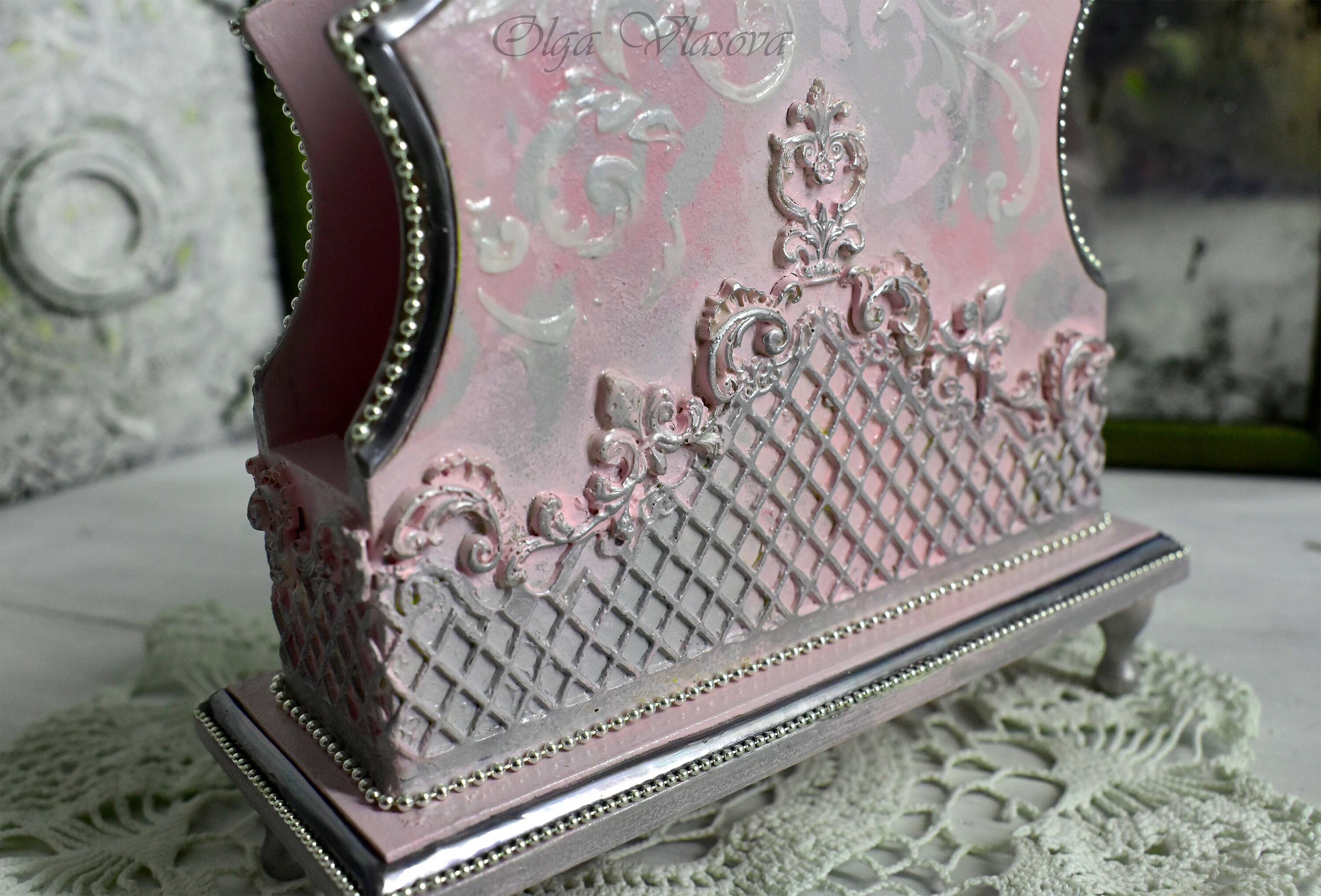 Napkin holder color rose with silver For napkins For serving Etsy