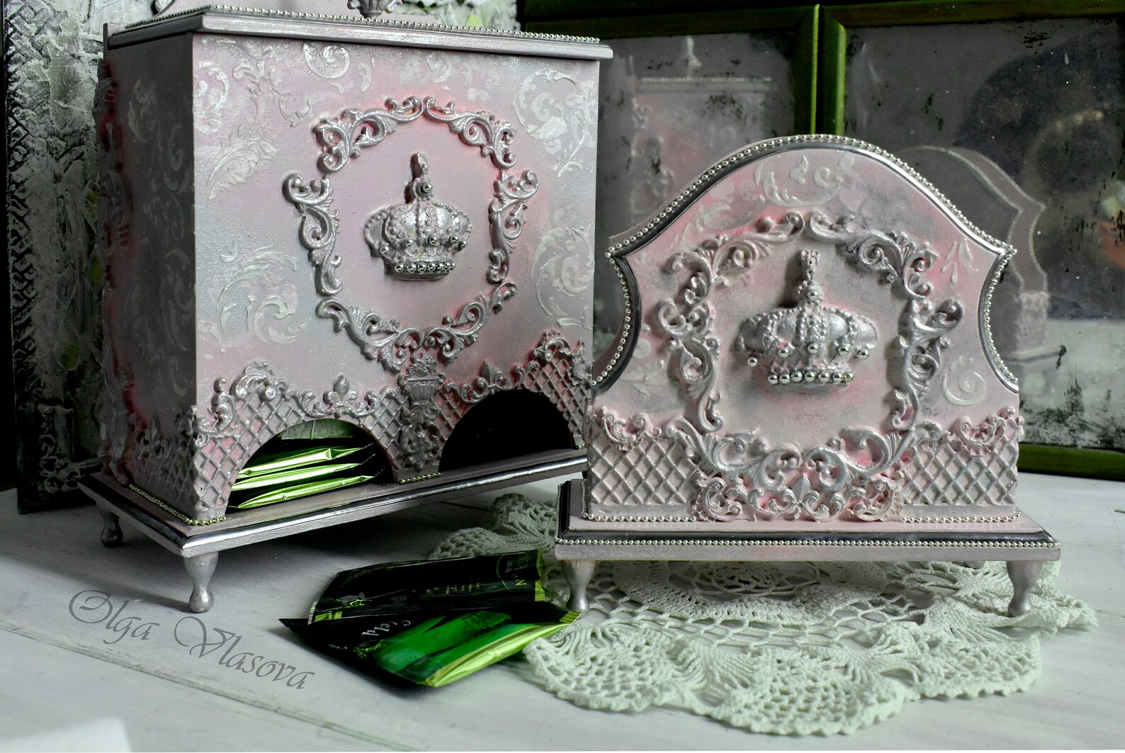 Napkin Holder Color Rose With Silver for Napkins for Serving Etsy