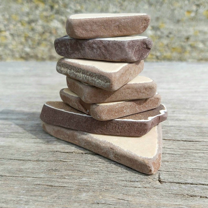 Thick Ceramic tiles 7 pcs lot in brown color Sea pottery ...