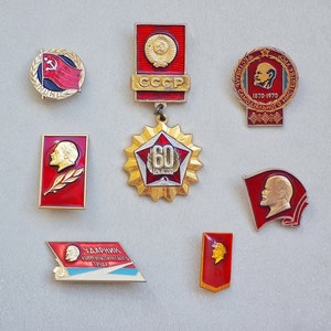 Lenin pin, soviet badges set, soviet memorabilia, russian history pin, soviet era, patriotic pin image 1