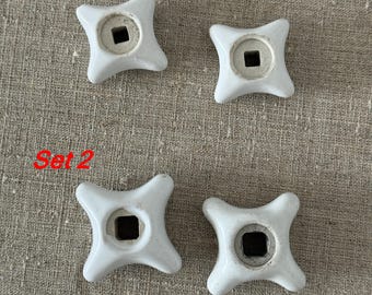 Vintage Ceramic Water Valve Handles: Shabby Chic Plumbing, USSR, Set of 3
