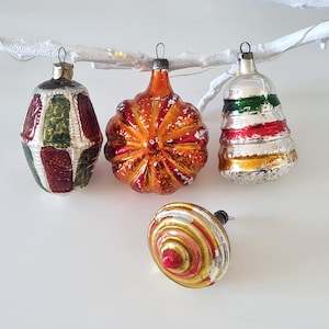 Colorful Vintage Christmas Ornaments, Glass German Ornaments, Retro Xmas Tree Ornaments, New Year Decoration
