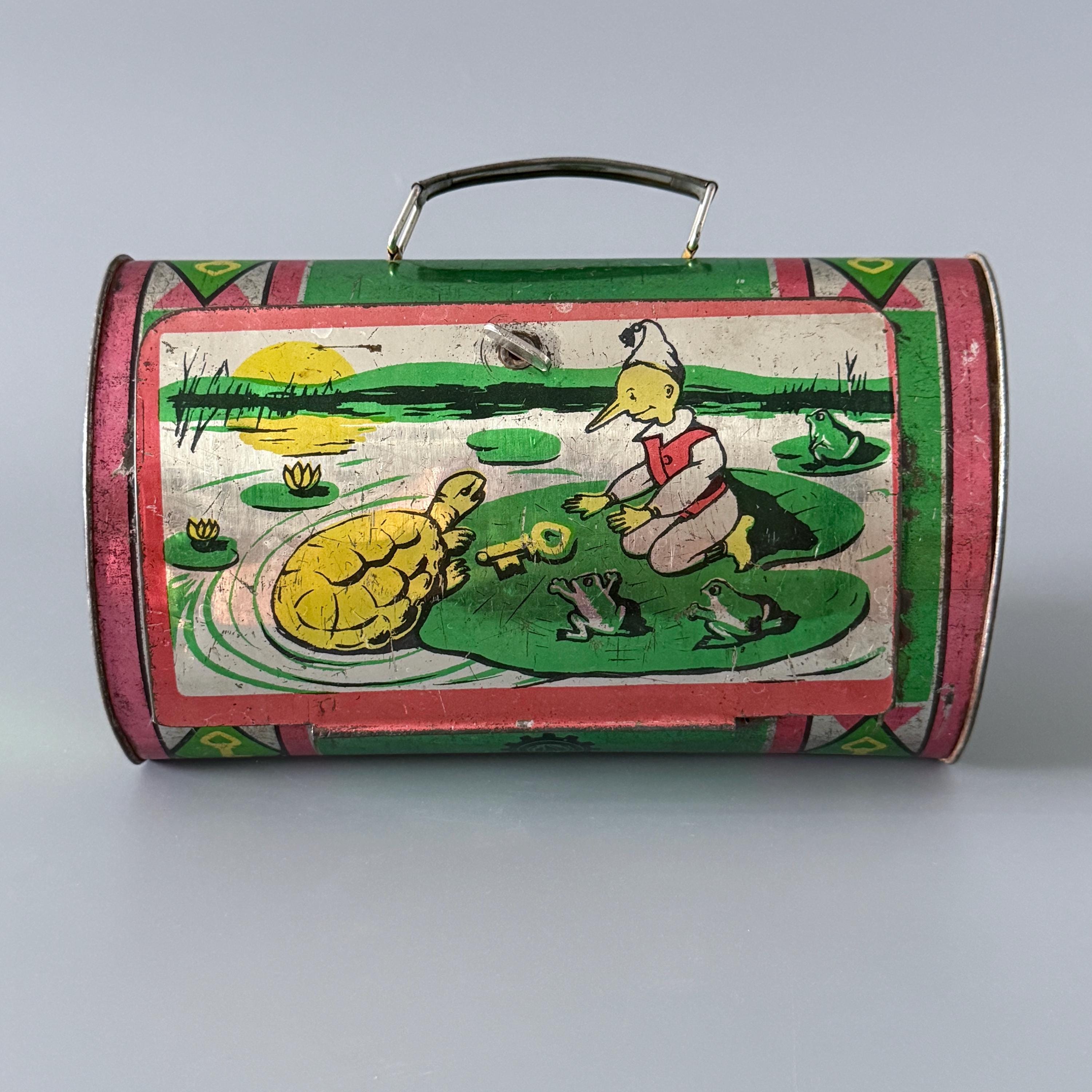 Soviet Children's Metal Suitcase, USSR Kids Tin Bag, Vintage Tin