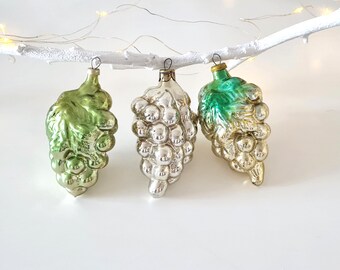 Adornos navideños vintage de uvas de cristal (juego de 3)