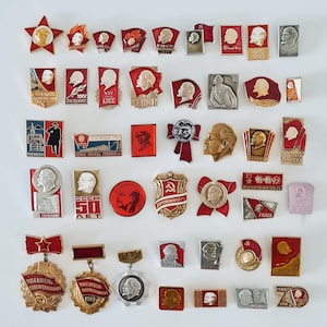 Insignias soviéticas antiguas con Lenin, pines patrióticos de la URSS, era soviética, insignia del Komsomol, insignia comunista, recuerdos soviéticos, Revolución de Octubre