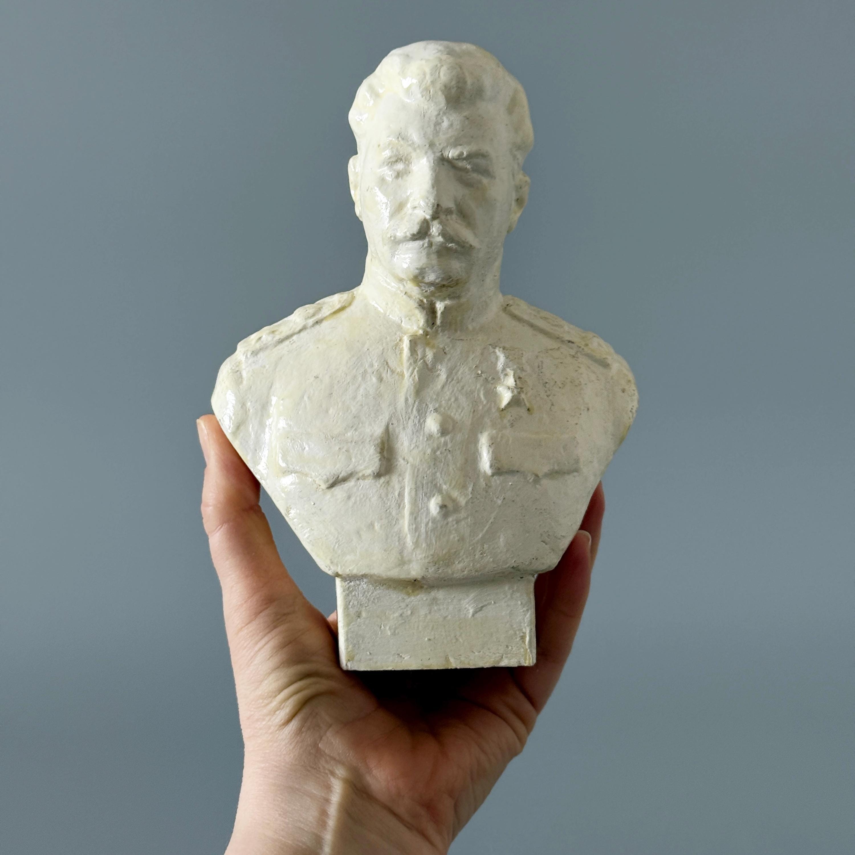 Stalin Small Vintage Soviet Stalin Bust – 1970s USSR Plaster Sculpture – Communist ...