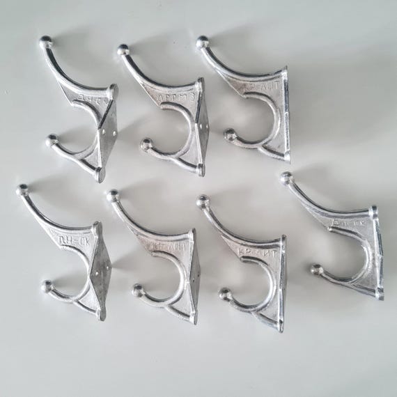 Set of 7 Vintage Metal Wall Hooks, Soviet Coat Hooks, Strong Hook, Soviet Design, Made in USSR