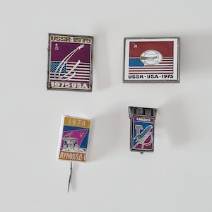 Soviet space badges set Cosmos pin Soviet space exploration