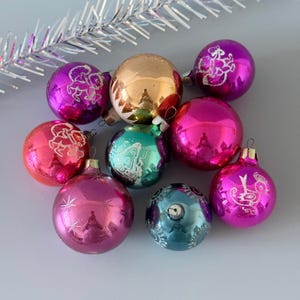 Soviet Christmas ornaments set, vintage glass ornaments, colorful glass balls, Soviet ornaments, winter home decor