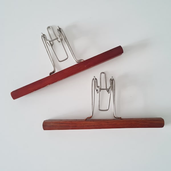 Pair of Soviet vintage wooden clothes hangers for trousers, USSR, Soviet items from 1960s