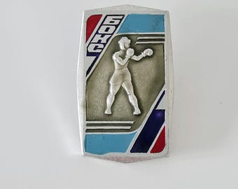 Vintage Soviet Boxing Enamel Pin – 1970s USSR Sports Badge