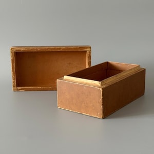 Vintage wooden storage box with lid, Retro casket, Wooden jewelry box, Rectangular storage box