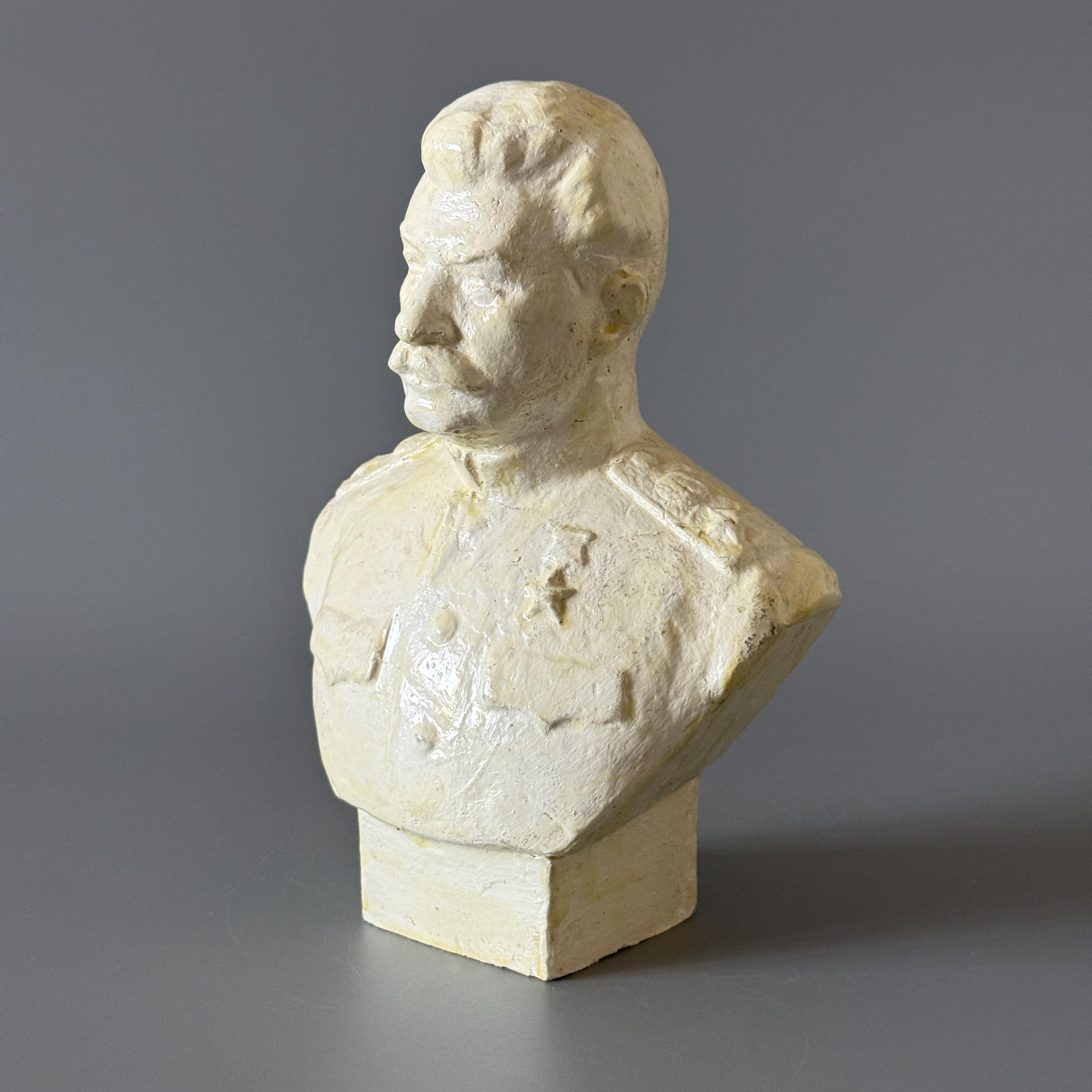 Stalin Small Vintage Soviet Stalin Bust – 1970s USSR Plaster Sculpture – Communist ...