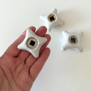 Vintage Keramik Kreuz Wasserhahn Griffe: Shabby Chic UDSSR Klempnerarbeiten