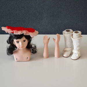 Cabeza, brazos y piernas de muñecas de porcelana vintage, juego para hacer muñecas, Detalles de muñecas