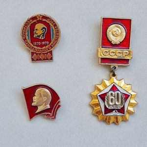 Lenin pin, soviet badges set, soviet memorabilia, russian history pin, soviet era, patriotic pin image 2