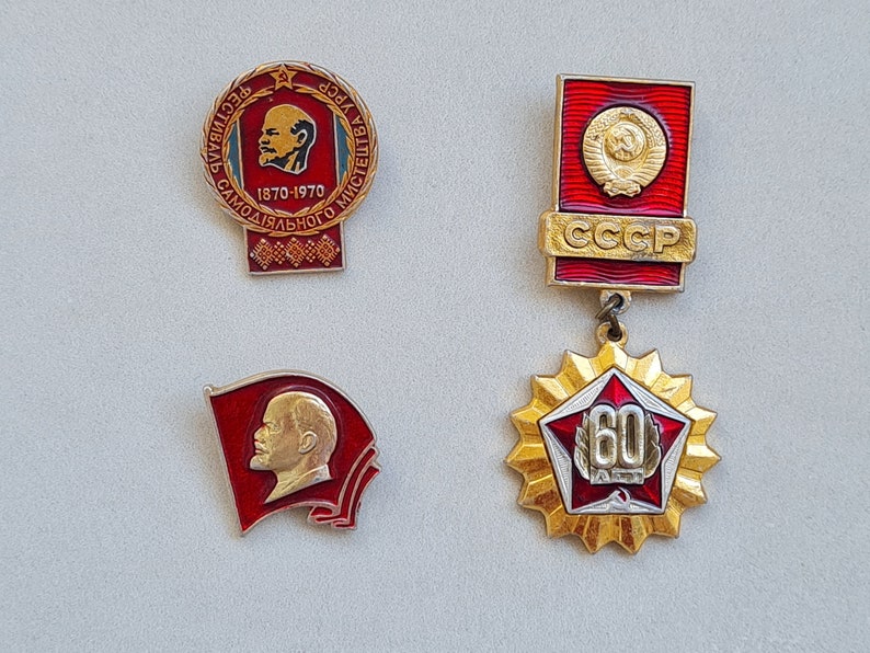 Lenin pin, soviet badges set, soviet memorabilia, russian history pin, soviet era, patriotic pin image 2