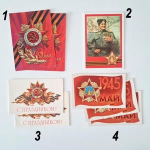 Vintage Soviet patriotic postcards, WW2, Victory Day May 9, USSR memorabilia