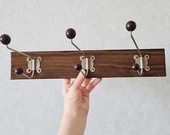 Vintage Metal Wall Hanger With Metal Hooks, Rustic Coat Hook Hanger, Vintage Folding Coat Rack, Metal Towel Hanger, Metal Coat Hooks