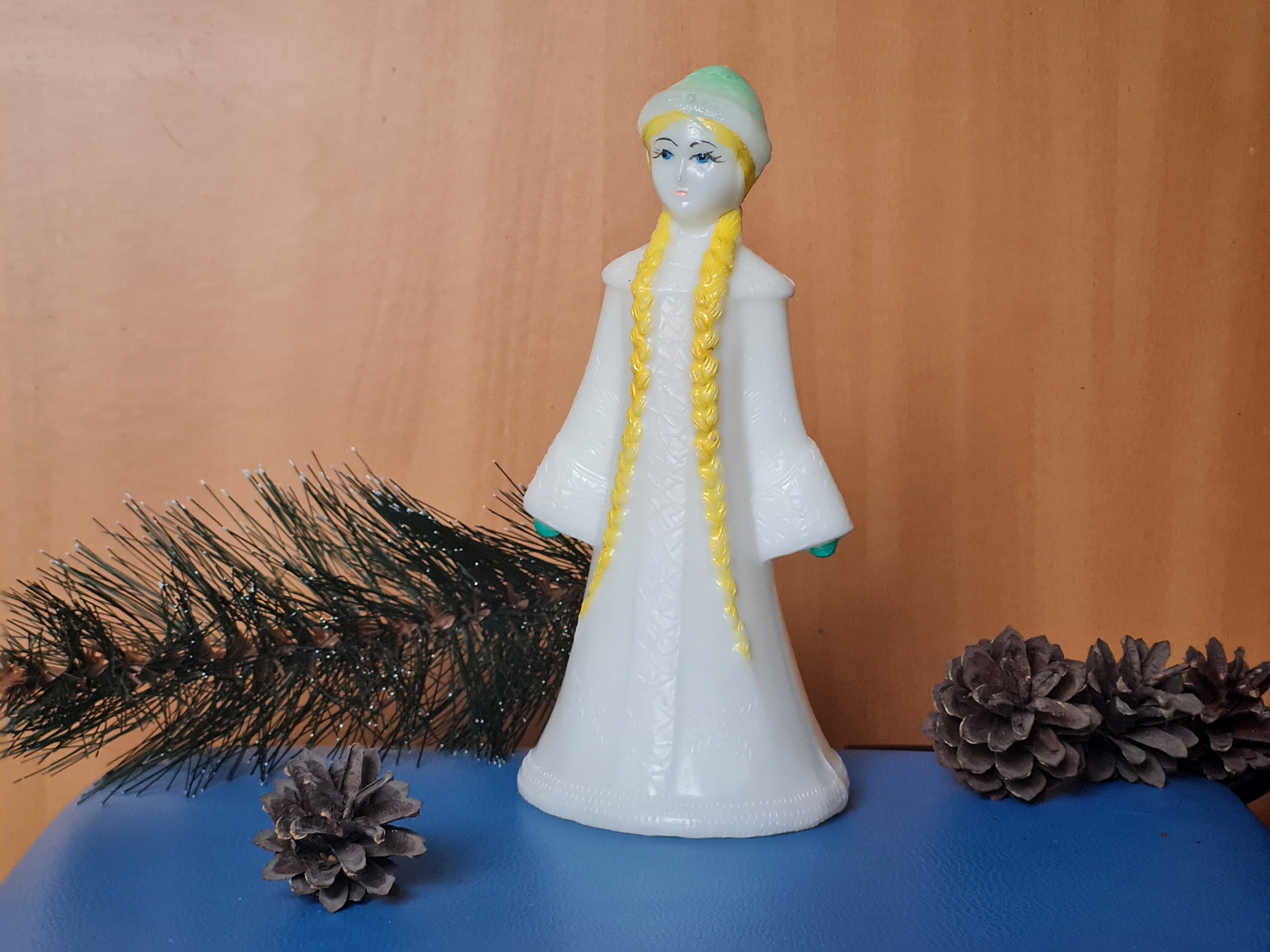 Snegurochka doll, Vintage plastic doll Snow-Maiden, Soviet Christmas, New Year decoration 1970s