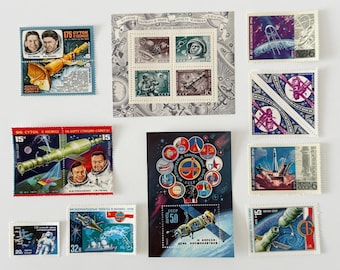 Vintage Soviet Space Stamps – USSR Space Race Memorabilia