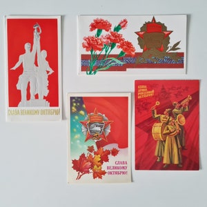 Cartões postais patrióticos soviéticos, Revolução de Outubro, URSS, era comunista soviética