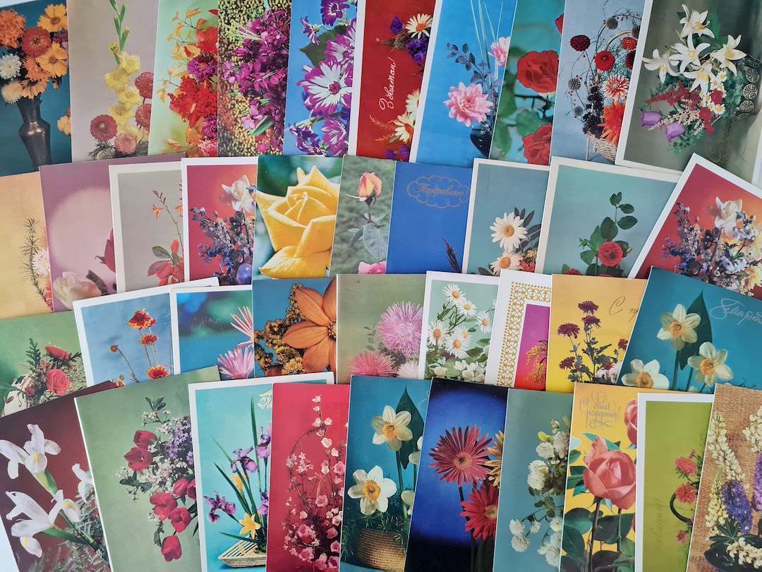 Vintage Flower Postcards Unused, Assortment of Random Retro Post Cards ...
