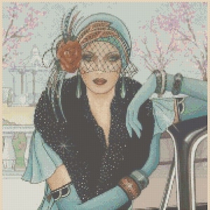 Electronic Digital printable PDF Cross Stitch Chart Art Deco Lady No. 42