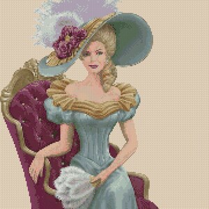 Printable Electronic PDF Cross Stitch Chart Elegant Lady No. 156 R