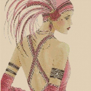 Electronic Printable PDF Cross Stitch Chart Art Deco Lady No. 15