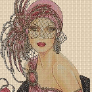 Electronic printable PDF Cross Stitch Chart Art Deco Lady No. 47
