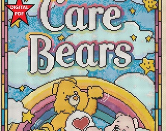 Digital download PDF Cross Stitch Chart care bears 2 stained glass style