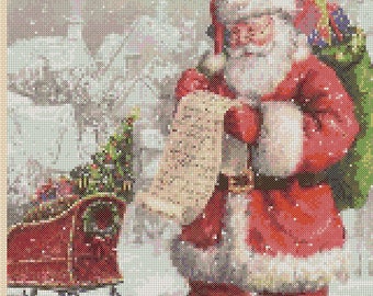 Digital Download PDF Cross Stitch Chart Santa and Sleigh No. 306