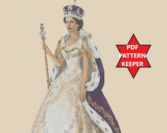 Pattern Keeper Electronic PDF Printable Cross Stitch Chart Queen Elizabeth