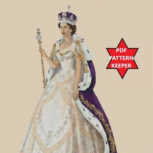 Pattern Keeper Electronic PDF Printable Cross Stitch Chart Queen Elizabeth