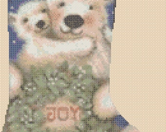 PDF Cross Stitch Chart Christmas Stocking - Polar Bears