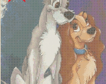 Digital Printable PDF Cross Stitch Chart Lady and the Tramp