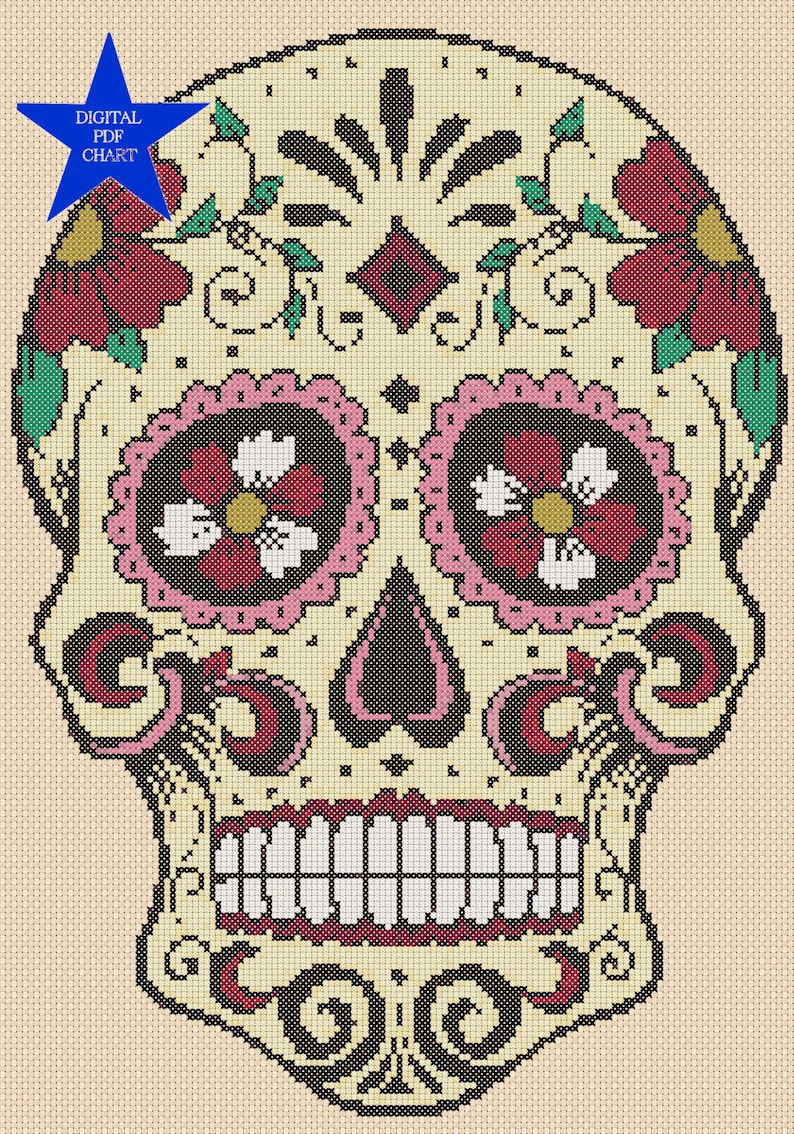 PDF Cross Stitch Chart Sugar Skull Day of the Dead No. 1 ...