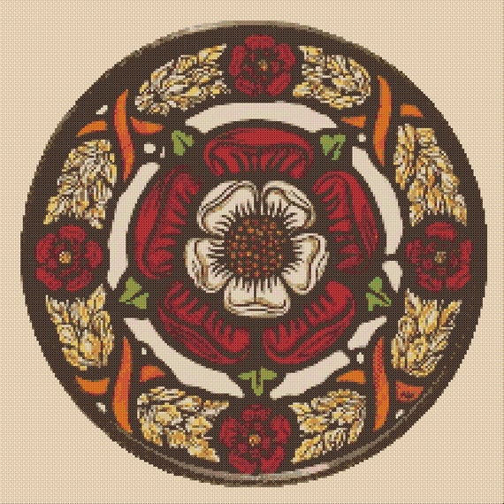 Kit Point De Croix Marque-page – Motif Rose Héraldique, Bande Aida 15 Ct, Fil, Aiguille, Feutre, Pompon Et Instructions