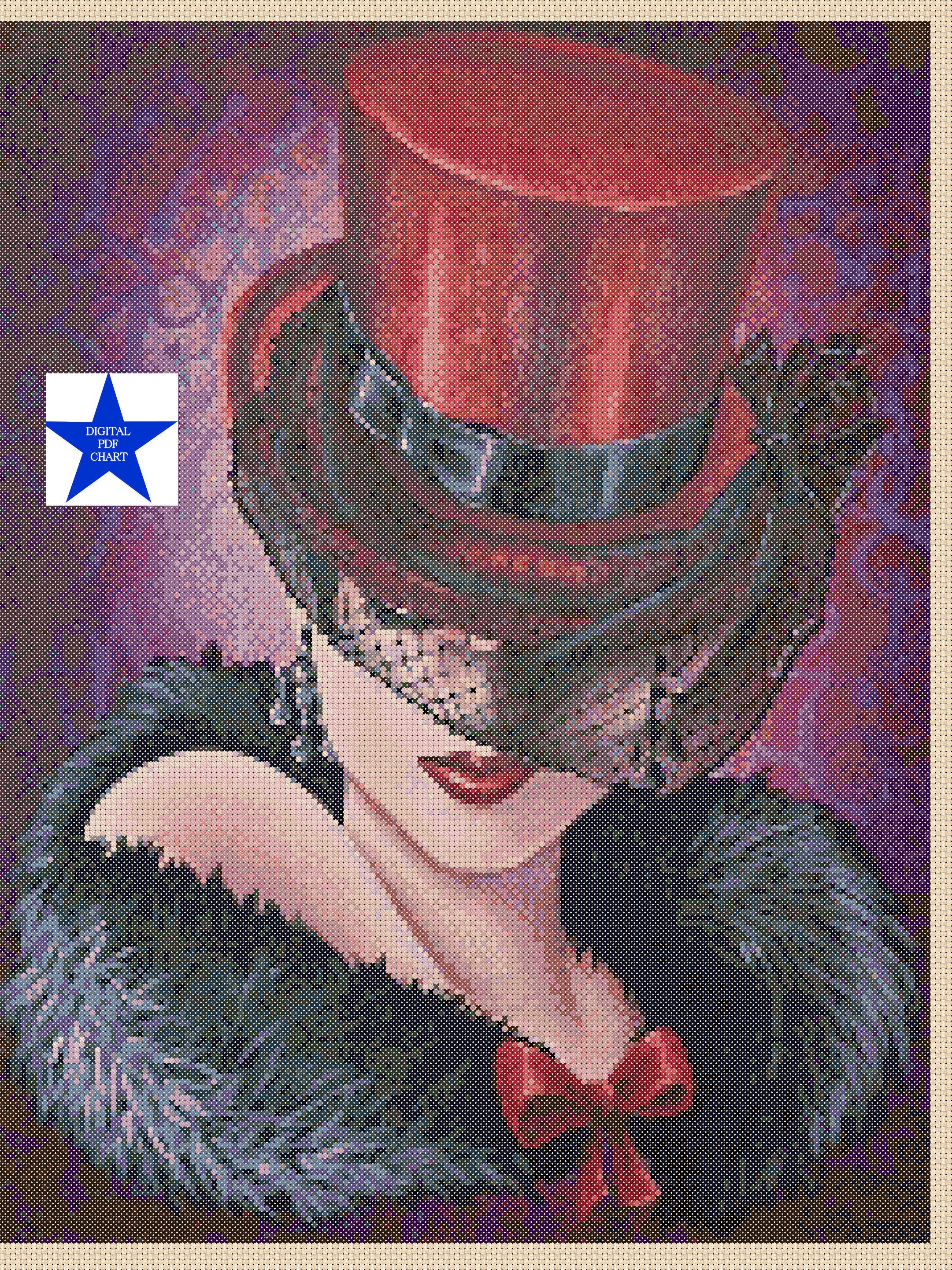 Printable PDF Cross Stitch Chart Art Deco Lady No. 192b Etsy