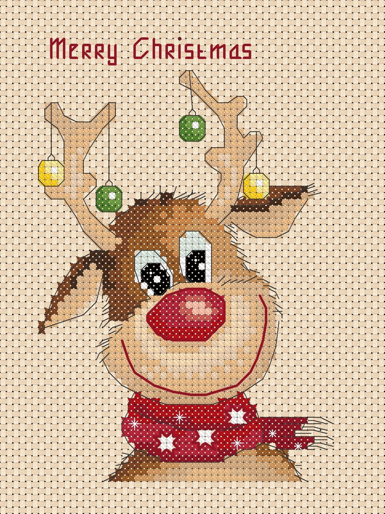 printable-pdf-cross-stitch-chart-christmas-reindeer-ideal-size-etsy